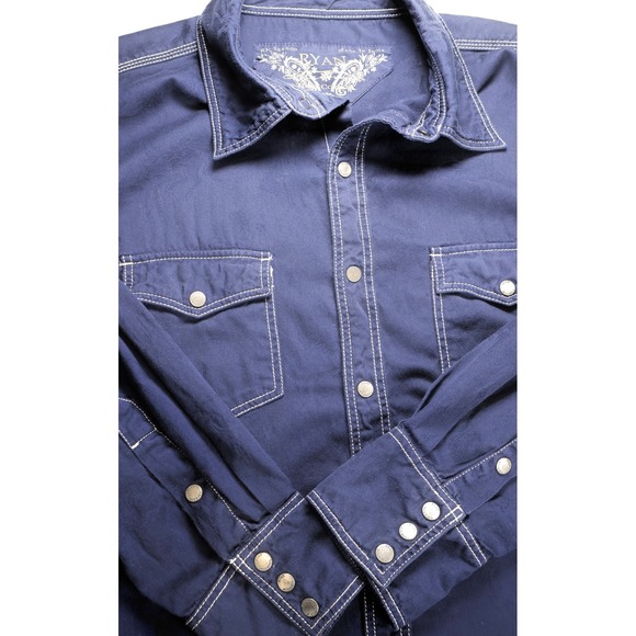 Other - RYAN Western Shirt Cowboy Print Contrast Stitch Long Sleeve Button Up Rodeo L